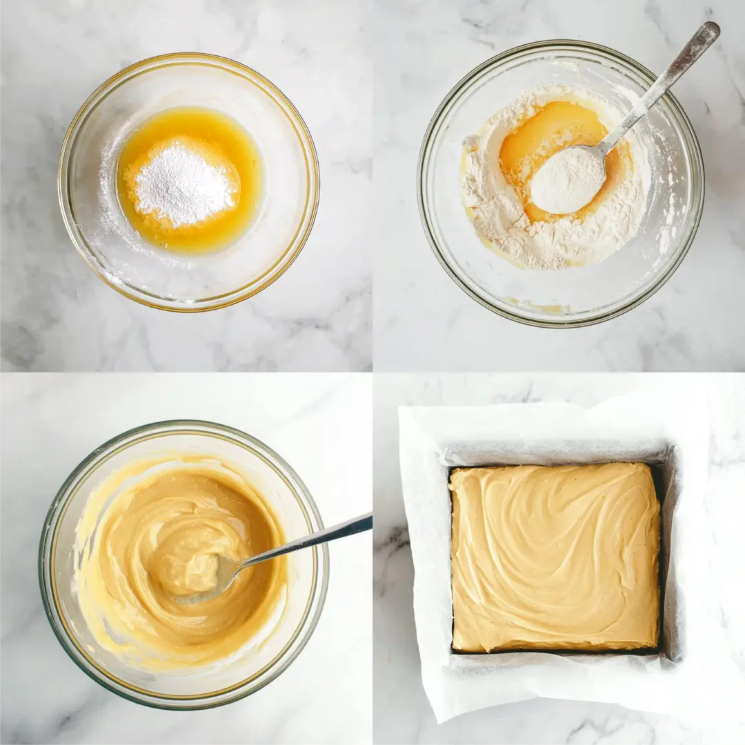 How to Make Lemon Blondies – Step-by-Step Guide Step-by-step process of making lemon blondies, from mixing ingredients to ready-to-bake batter.