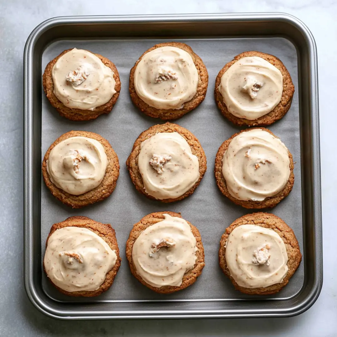 storing-carrot-cake-cookies Carrot cake cookies in a container for storage