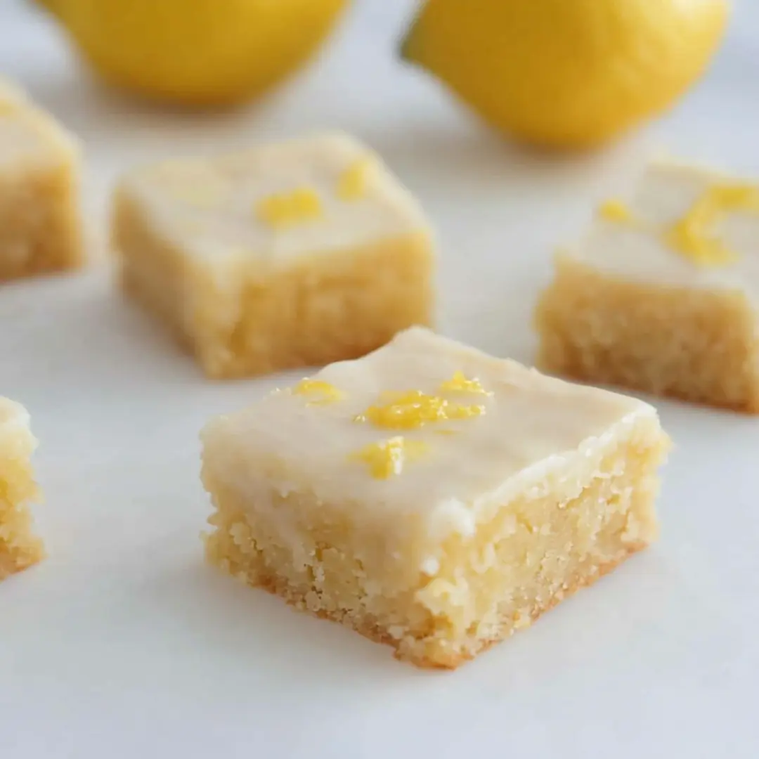 Zesty Lemon Blondies with Lemon Glaze Soft and chewy lemon blondies topped with a sweet lemon glaze and fresh lemon zest.